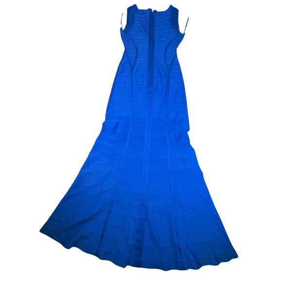 Hervé Léger Women's Medium Blue V Neck Dress Gown - Picture 2 of 16